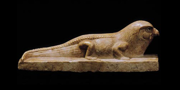 Limestone falcon-headed crocodile, Egyptian Museum, Cairo