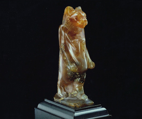 Carnelian Lion-Headed Tawret amulet with lion head and hippopotamus body